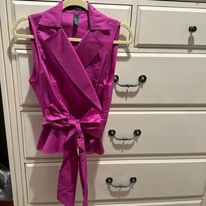 Ralph Lauren Pink Sleeveless Top with Sash/Tie. Beautiful. Sz XS.